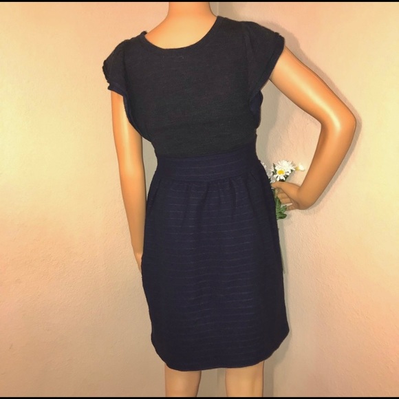 Moth Wool Blend Flutter Ruffle Sleeve Sweater Tie Front Bow Dress - Picture 7 of 11